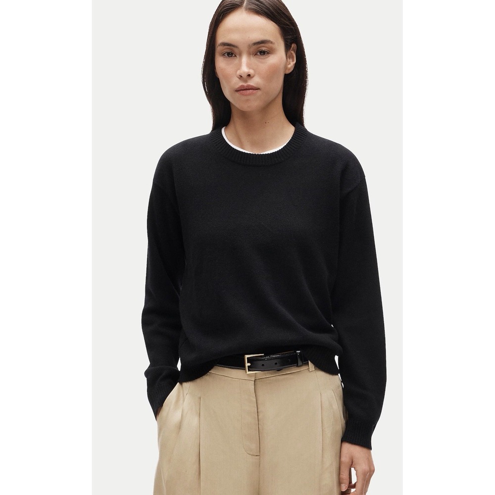 J.Crew Cashmere Black Crewneck Sweater NEW CN259 Relaxed Fit